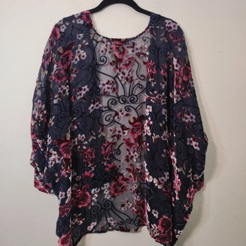 Bishop + Young Navy Blue Floral Cardigan M